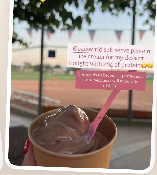 A cup of chocolate Swirld protein soft serve
